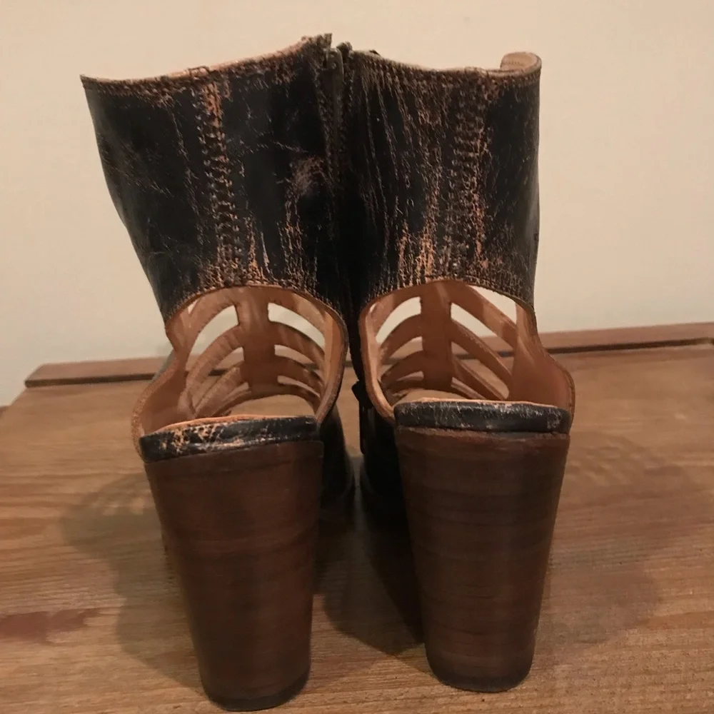 Bed Stu Black Cage Wedge Sandals